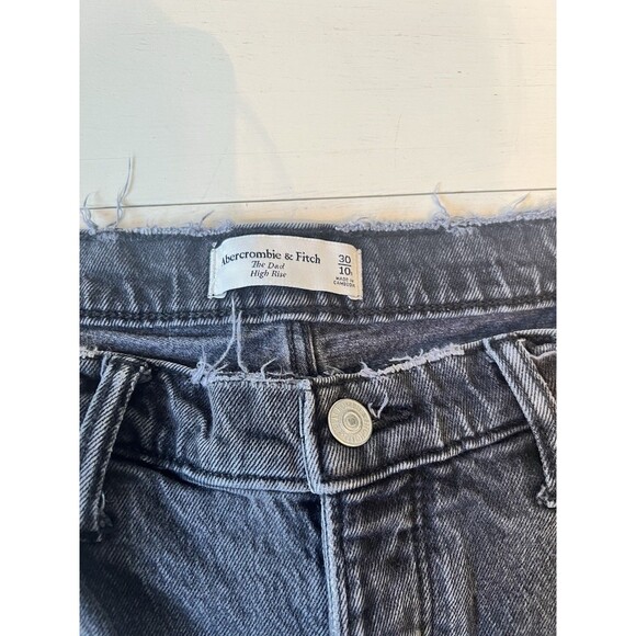 Abercrombie & Fitch Womans 30/10R The Dad High Rise Black Distressed Denim Jeans - Picture 3 of 6